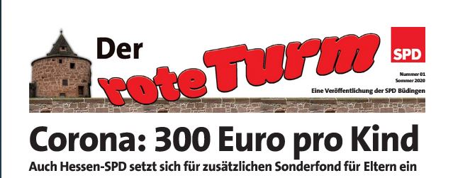 Bild der Titelseite vom ROTEN TURM, der Zeitung der SPD Büdingen
